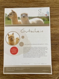 Gutschein für eine ungeführte Alpakawanderung 3 - 4 Personen - PDF-Gutschein