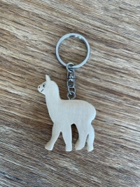 Alpaka Schlüsselanhänger Holz