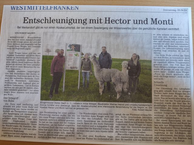 Zeitungsbericht Alpaka Lehrpfad2